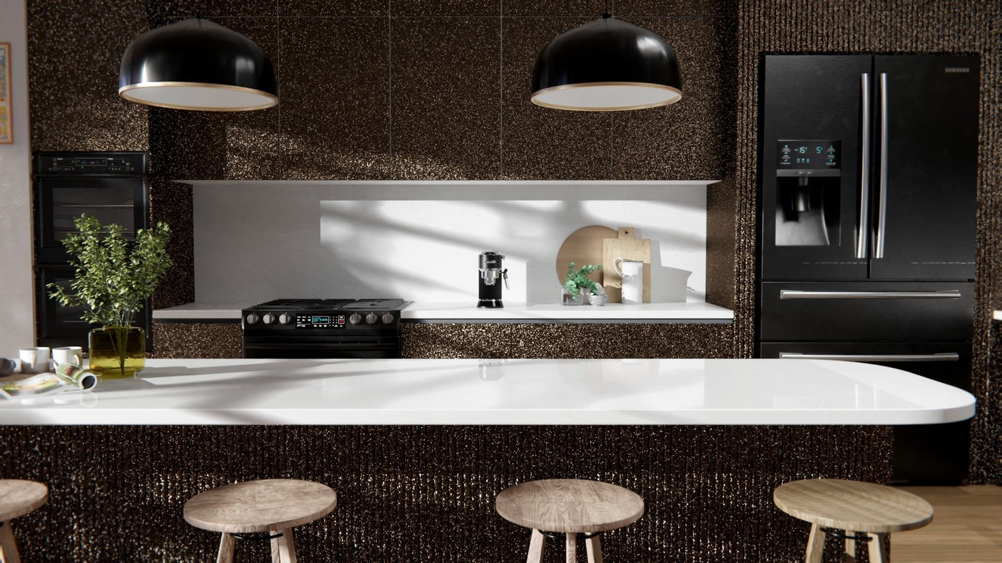 Revêtement Cover Styl pailleté moka, reflets bruns profonds et élégants