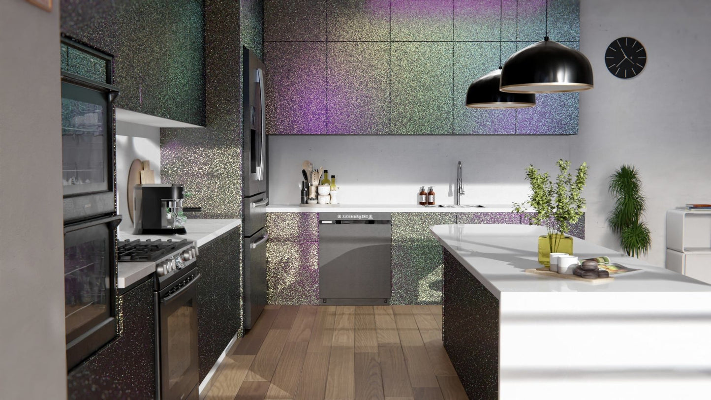 Film adhésif Cover Styl pailleté vert nuancé, brillance subtile et effet texturé