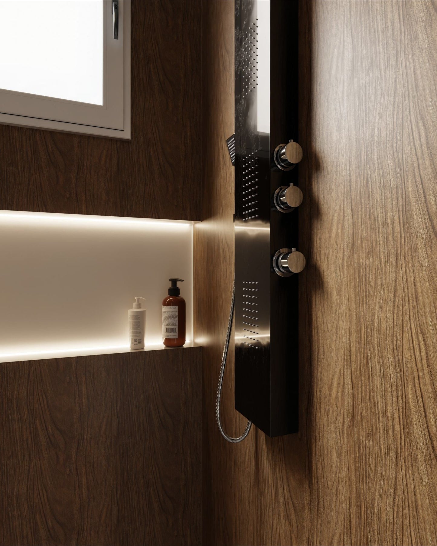 Film adhésif décoratif bois chêne naturel Cover Styl AA14 posé sur salle de bain et douche