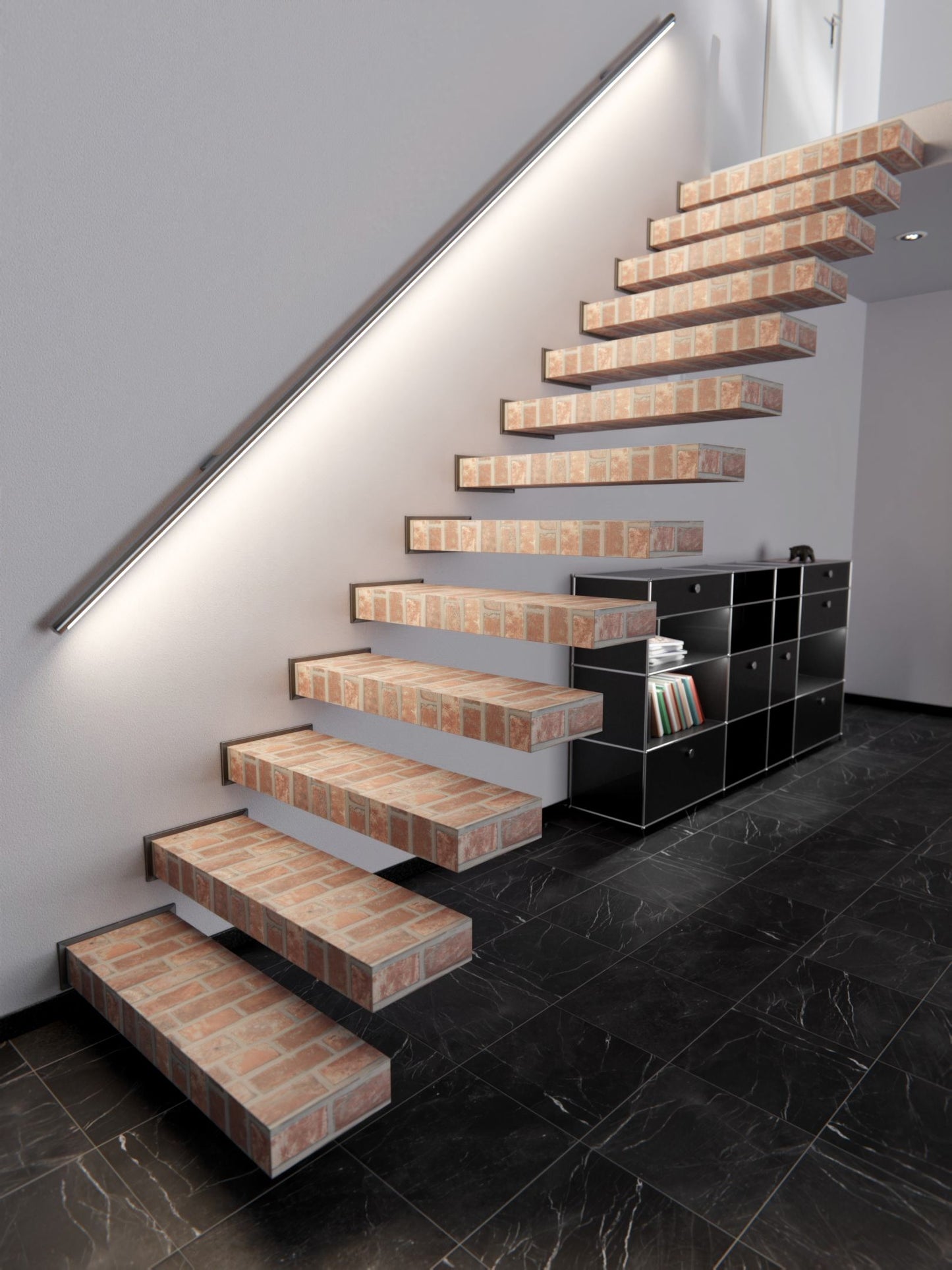 Film adhésif décoratif effet brique rouge texturé Cover Styl W7 pour rénovation meuble mur et cuisine