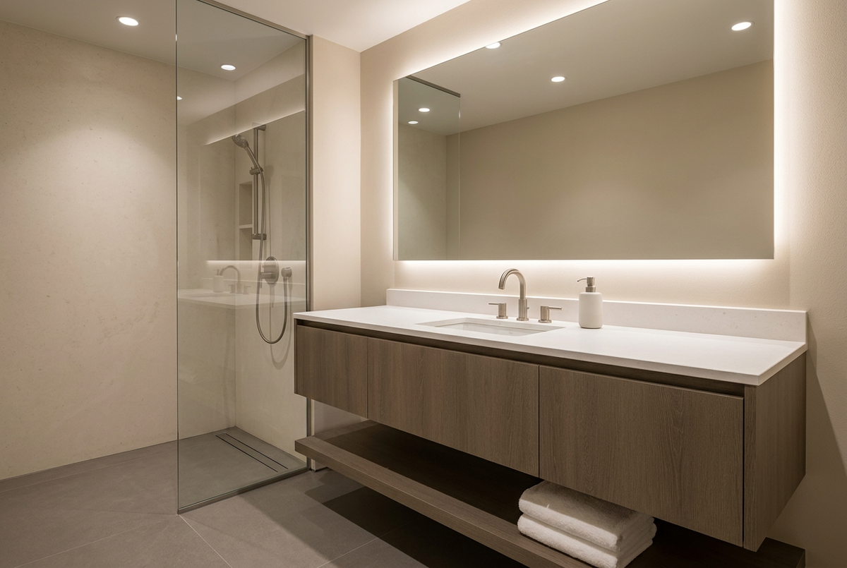 Film adhésif décoratif Cover Styl NK42 Chêne fumé brun, veinage longitudinal et finition Prestige mate pour meubles de salle de bain.