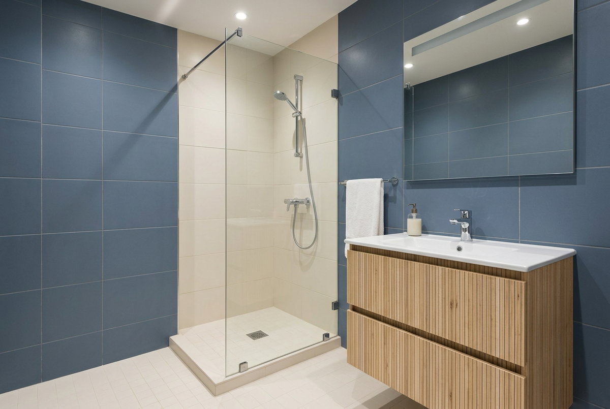 Film adhésif décoratif Cover Styl NL33 Large sable, décor bois beige sable à lignes longitudinales brunes et finition Prestige mate pour meuble de salle de bain.