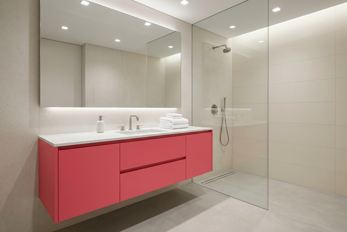 Film adhésif décoratif Cover Styl NL Guava rose corail finition mate pour façades de meubles salle de bain