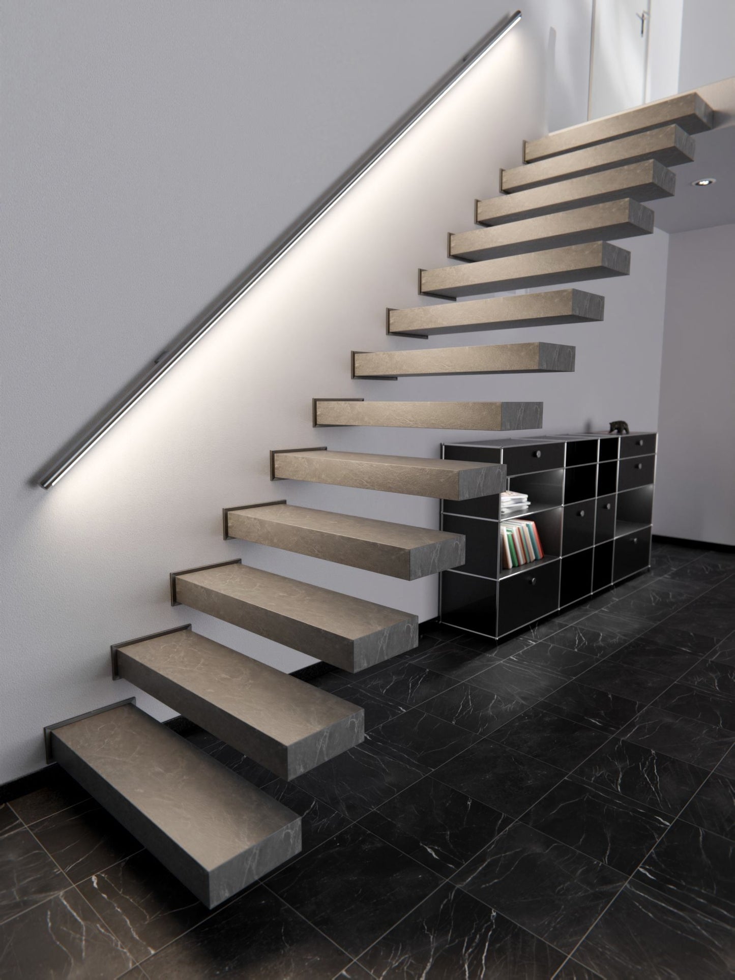 Film adhésif décoratif effet marbre gris étrusque mat Cover Styl NH46 pour rénovation de cuisine, meuble, mur et salle de bain.