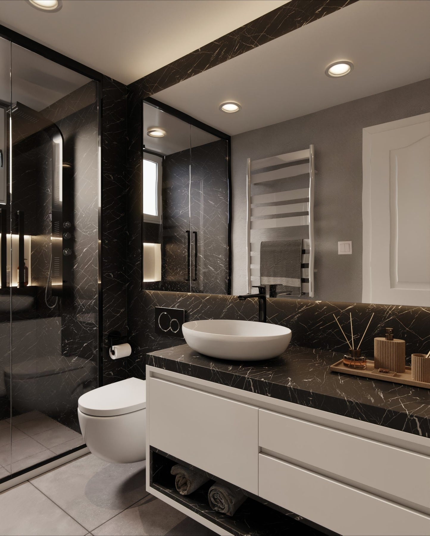 Film adhésif décoratif effet marbre Noir Marquina mat Cover Styl U50 pour rénovation de cuisine, meuble, mur et salle de bain.