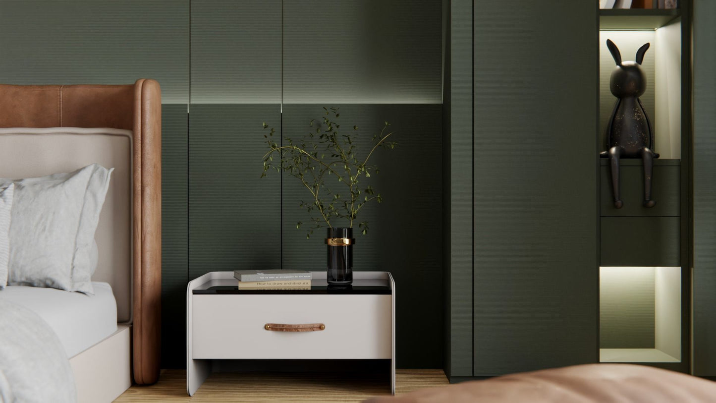 Film adhésif décoratif Cover Styl NH91 gris foncé rayé sur meuble de dressing