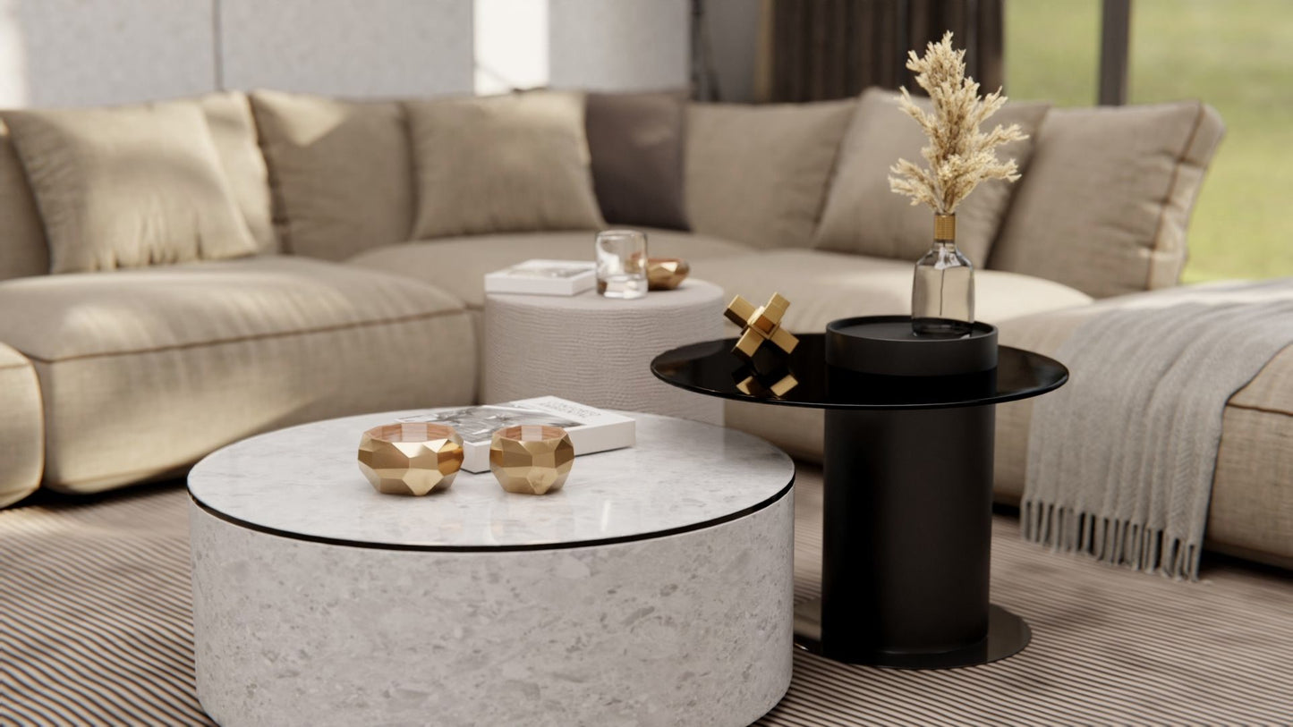 Film adhésif décoratif effet terrazzo blanc Lombarda mat Cover Styl NG01 pour rénovation de cuisine, meuble, mur et salle de bain.