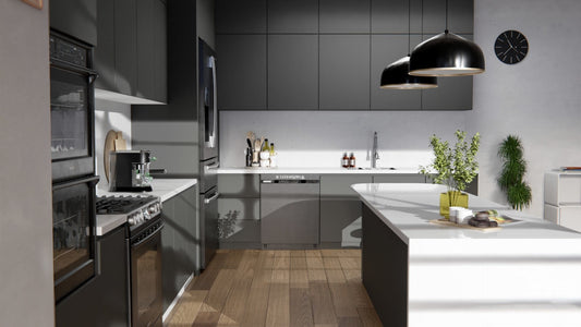 Film adhésif décoratif Cover Styl RM06 gris anthracite sur façades de cuisine