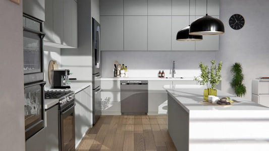 Film adhésif décoratif Cover Styl RM27 gris lunaire sur façades de cuisine