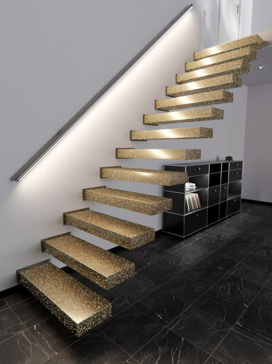 Film adhésif décoratif pailleté or beurre Butter texturé Cover Styl R17 pour rénovation de meuble, mur et décoration intérieure.