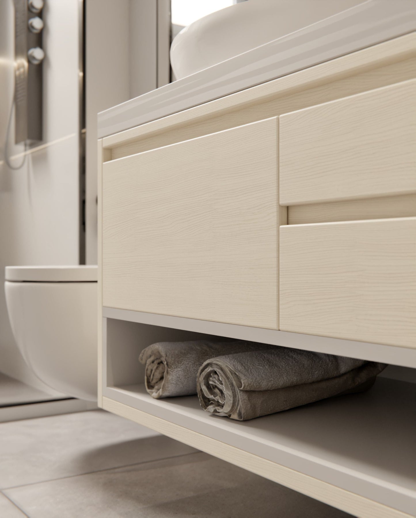 Film adhesif bois chene blanc pale AL29 Cover Styl look lumineux pour moderniser meubles de salle de bain