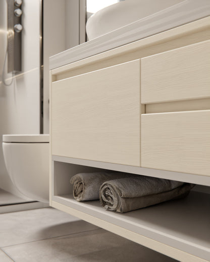 Film adhesif bois chene blanc pale AL29 Cover Styl look lumineux pour moderniser meubles de salle de bain