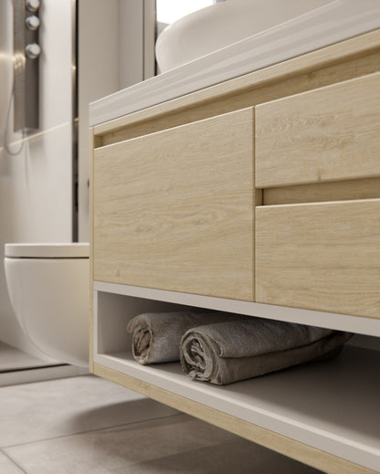 Film adhesif bois chene texture CT82 Cover Styl finition profonde pour renovation moderne de meuble de salle de bain