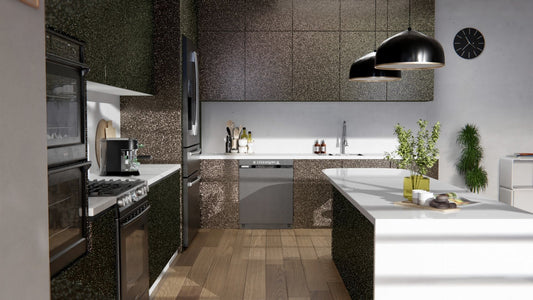 Revêtement Cover Styl pailleté noir disco, brillance intense et look sophistiqué