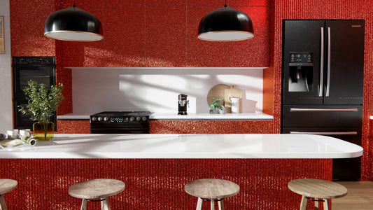 Revêtement Cover Styl pailleté rouge disco, effet brillant et festif