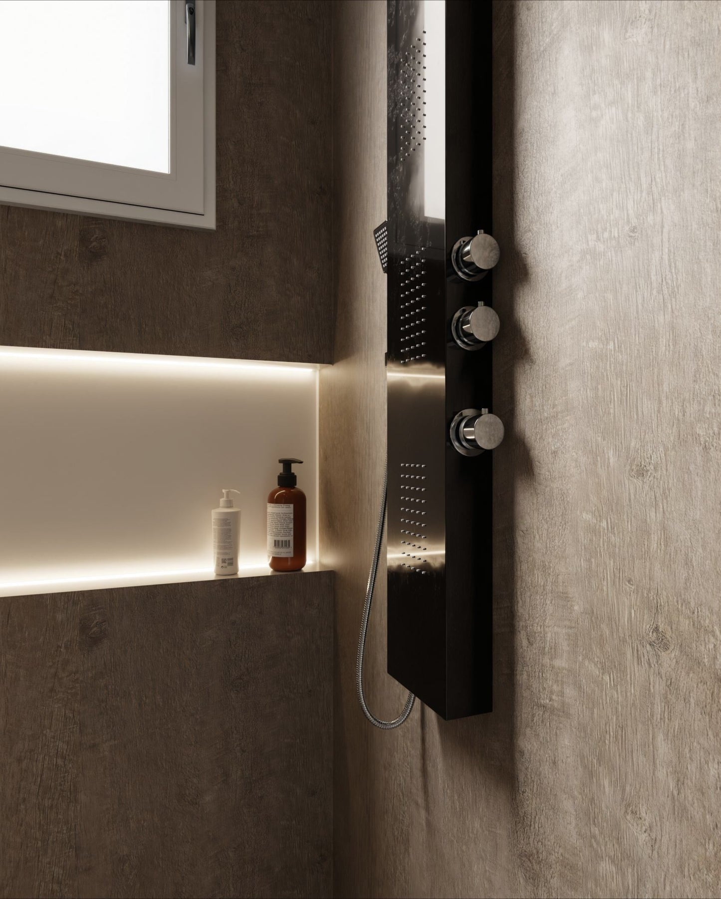 Film adhésif décoratif bois chêne ligné gris Cover Styl AA15 posé sur douche