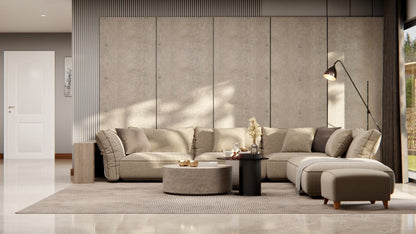 Film adhésif décoratif bois chêne ligné gris Cover Styl AA15 posé sur meuble et mur de salon