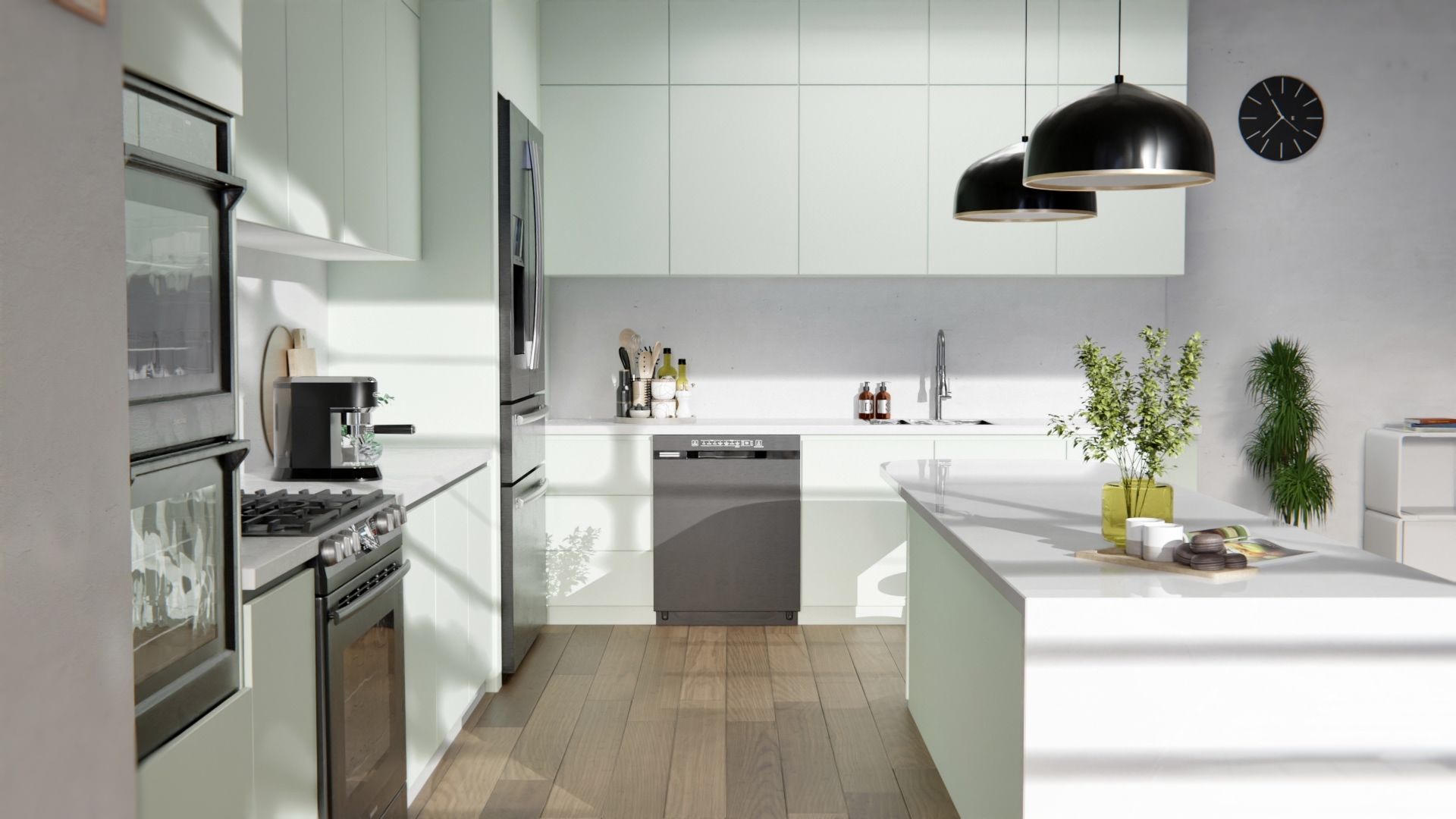 Film adhésif décoratif couleur vert menthe fraîche Essentiel petit grain Cover Styl NE54 pour rénovation de cuisine