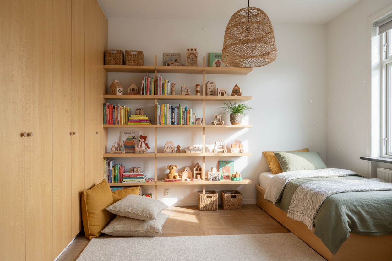 | Film adhésif imitation bois Cover Styl CT70 sycomore jaune posé sur  meuble d'une chambre d'enfant