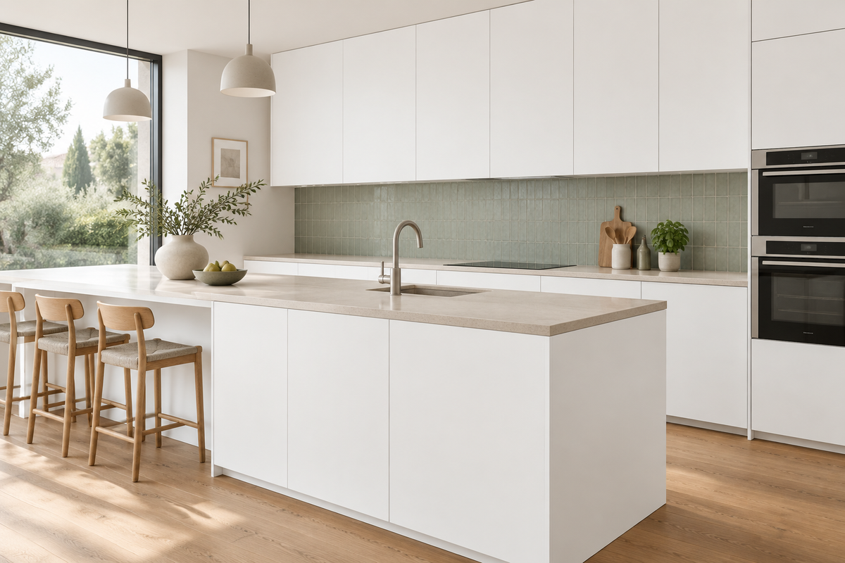 film adhésif décoratif Cover Styl NE84 blank, finition Prestige effet soie pour façades de cuisine.
