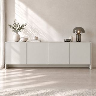 film adhésif décoratif Cover Styl NK02 Greige gris-beige posé sur façade de buffet