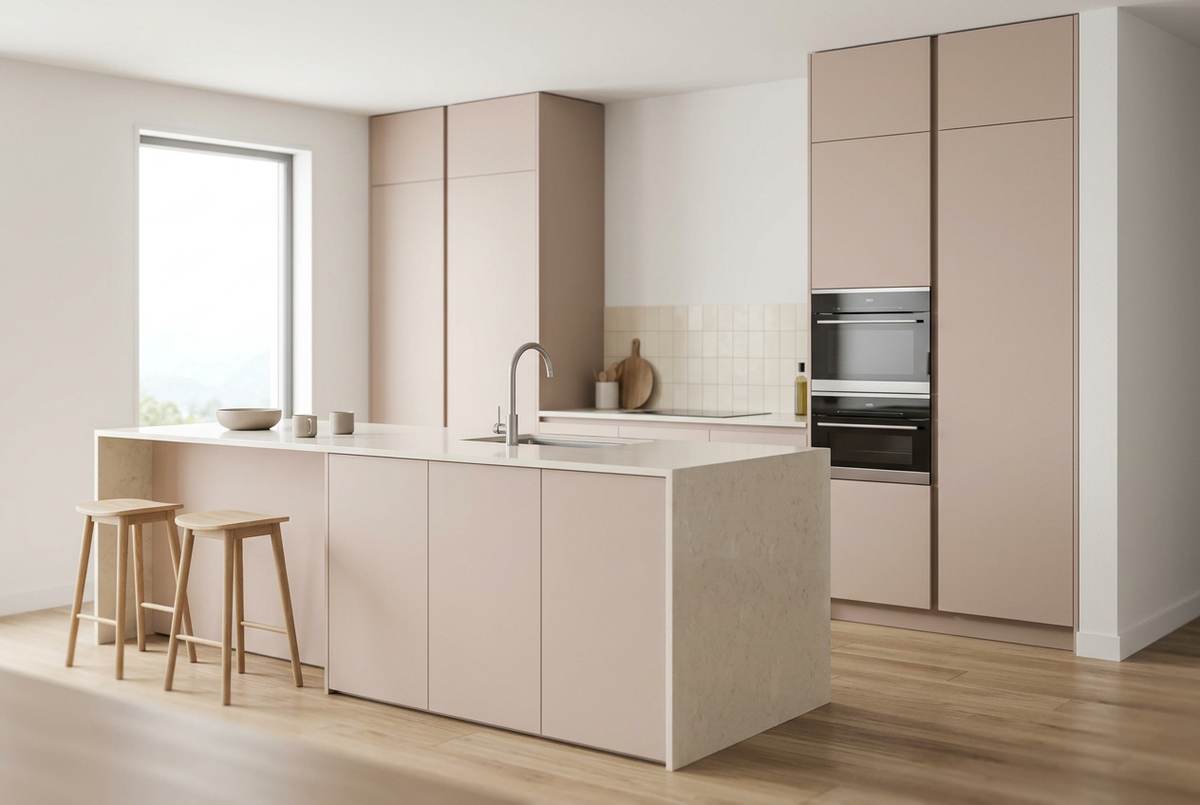 Film adhésif décoratif Cover Styl NK03 Cachemire beige rosé, finition Standard mate pour façades de cuisine