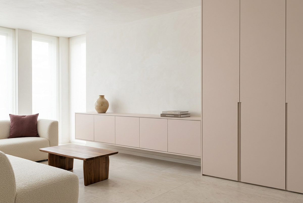 Film adhésif décoratif Cover Styl NK03 Cachemire beige rosé, finition Standard mate pour meubles et armoire de salon