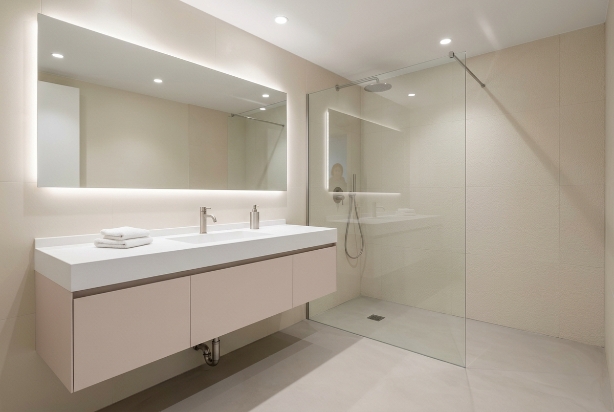 Film adhésif décoratif Cover Styl NK03 Cachemire beige rosé, finition Standard mate pour meuble de salle de douche