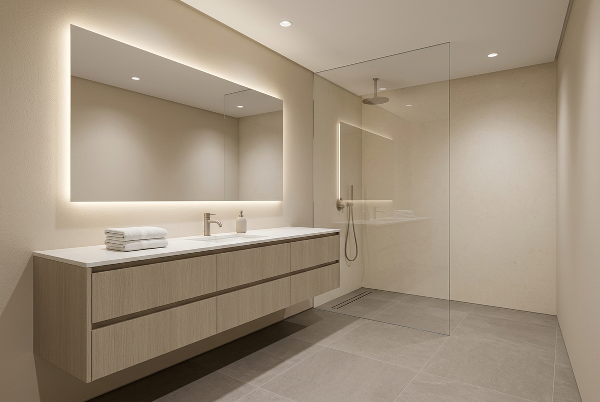 Film adhésif décoratif Cover Styl NK40 Chêne de silex beige, veinage en longueur et finition Prestige mate pour meubles de salle de bain