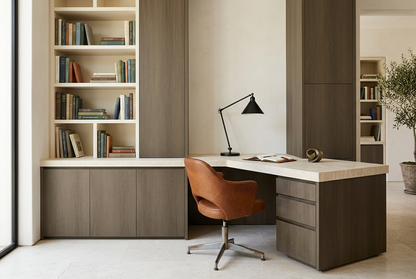 Film adhésif décoratif Cover Styl NK42 Chêne fumé brun, veinage longitudinal et finition Prestige mate pour meubles de bureau. 