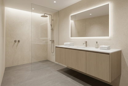 Film adhésif décoratif Cover Styl NK44 Chêne de gravier beige grisé, veinage longitudinal et finition Prestige mate pour meubles de salle de bain
