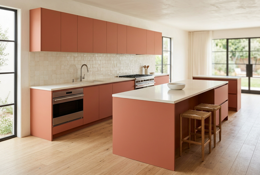 Film adhésif décoratif Cover Styl NL10 Canyon terracotta, finition mate, posé sur façades de cuisine