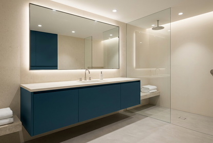 Film adhésif décoratif Cover Styl NL12 Oxford bleu profond aux nuances légèrement vertes, finition Standard mate pour meubles de salle de bain