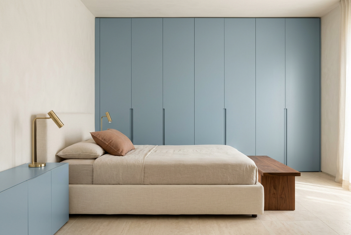 film adhésif décoratif Cover Styl NL14 Celestial bleu grisé, finition Premium à effet soie pour meubles et murs d'une chambre.
