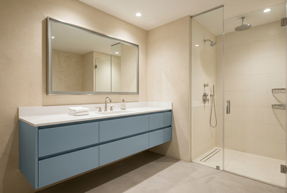 film adhésif décoratif Cover Styl NL14 Celestial bleu grisé, finition Premium à effet soie pour meubles de salle de bain.
