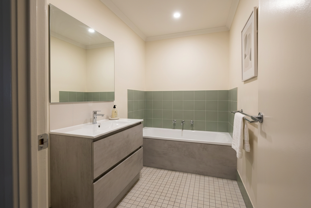 Film adhésif décoratif Cover Styl NL15, décor minéral gris clair aux nuances discrètes et finition Standard mate pour meubles de salle de bain.