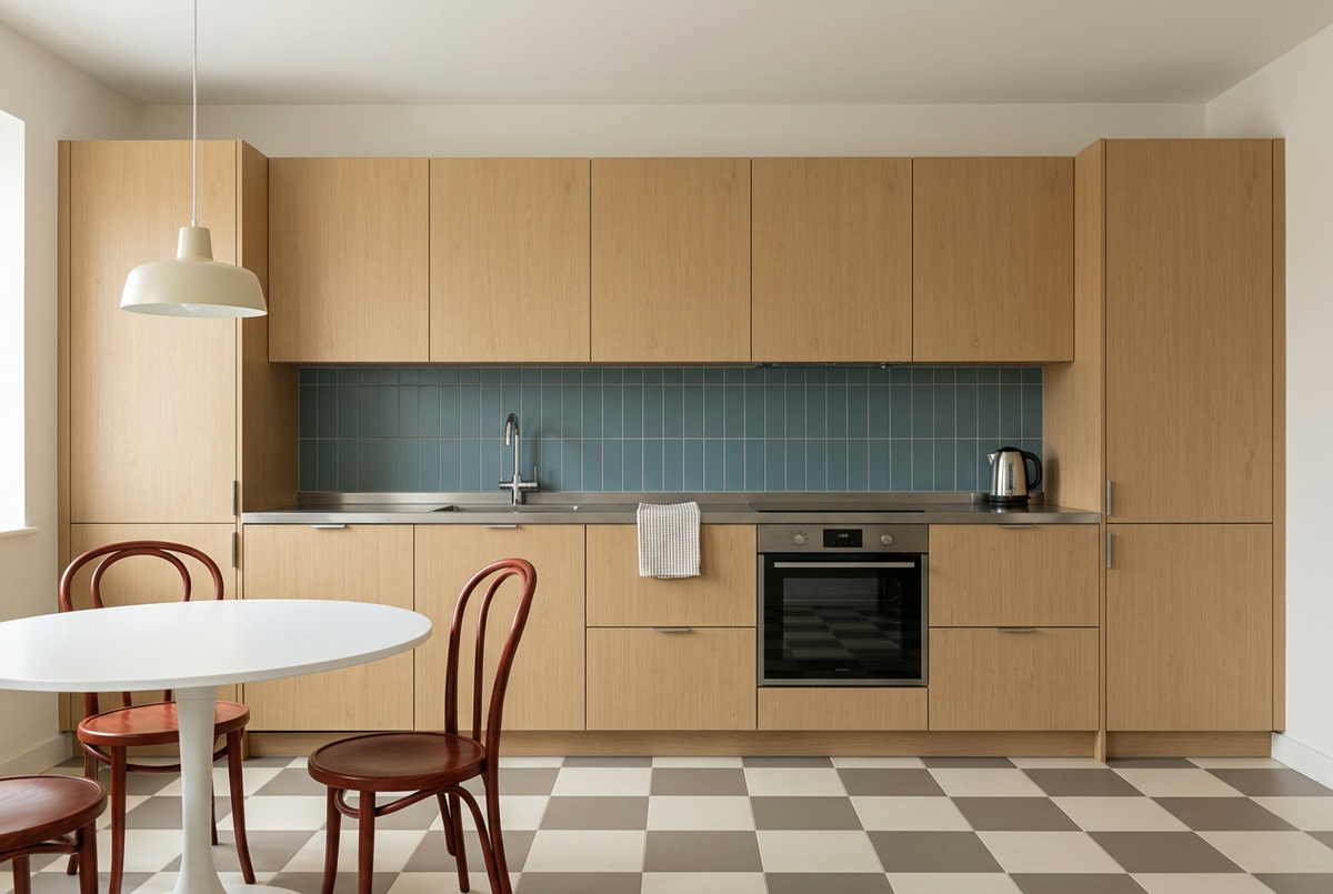 Film adhésif décoratif Cover Styl NL26 Golden Oak chêne clair doré aux nuances miel, veinage discret et finition Prestige mate pour meubles et façades de cuisine.
