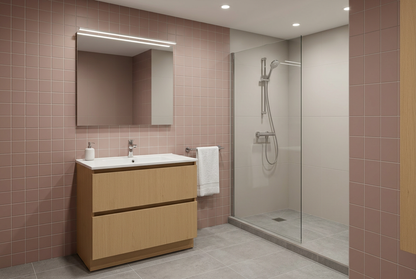 Film adhésif décoratif Cover Styl NL26 Golden Oak chêne clair doré aux nuances miel, veinage discret et finition Prestige mate pour meubles de salle de bain.