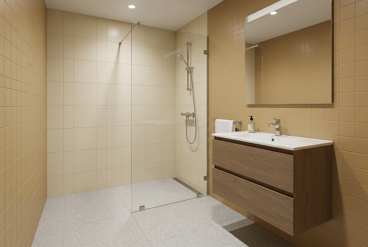 Film adhésif décoratif Cover Styl NL27 Amber Oak chêne brun ambré, veinage longitudinal et finition Prestige mate pour meubles de salle de bain.