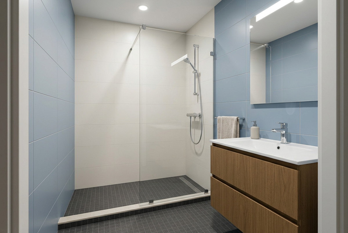 Film adhésif décoratif Cover Styl NL28 Pecan Walnut, décor noyer brun aux nuances chaudes, veinage longitudinal et finition Premium mate pour meubles de salle de bain.