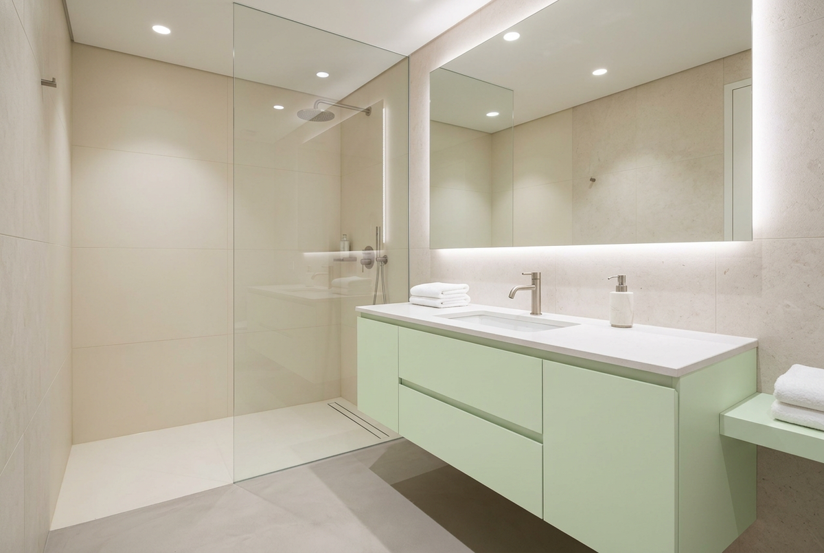 Film adhésif décoratif Cover Styl NL4 Cucumber vert clair pastel, finition mate pour meuble de salle de bain
