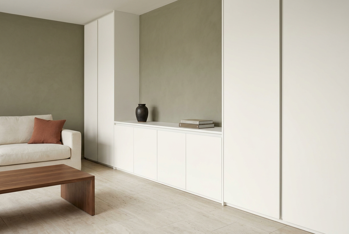 Échantillon du film adhésif décoratif Cover Styl NL45 Cotton blanc, finition mate pour meubles et murs de salon.
