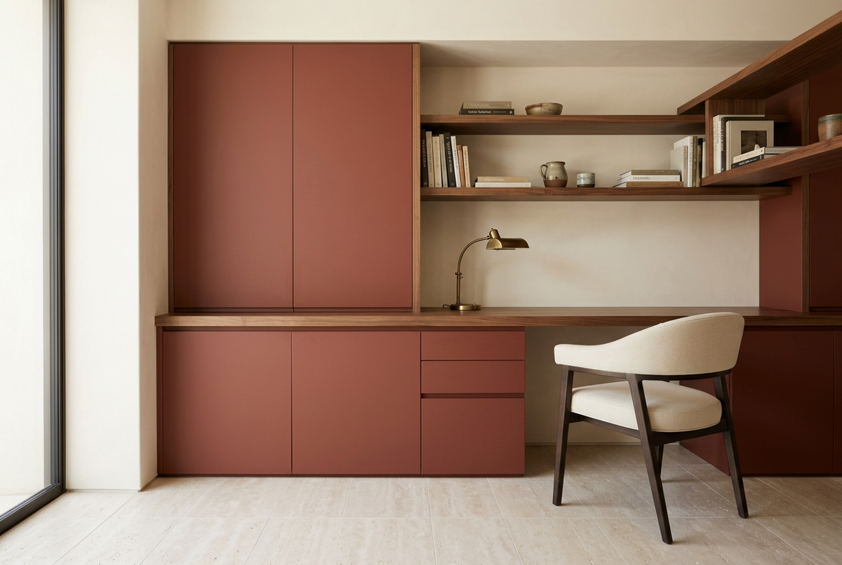 Film adhésif décoratif Cover Styl NL46 Terracotta rouge terre cuite, finition Standard mate pour meubles de bureau