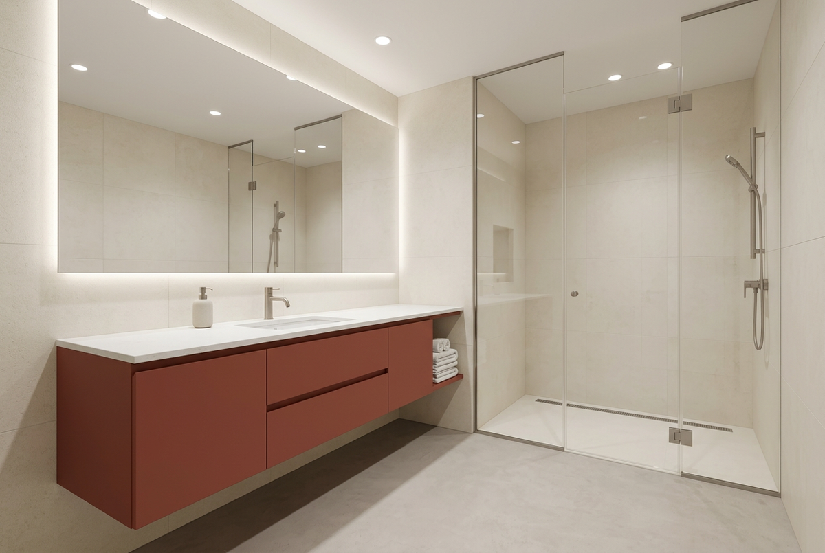 Film adhésif décoratif Cover Styl NL46 Terracotta rouge terre cuite, finition Standard mate pour meuble de salle de bain