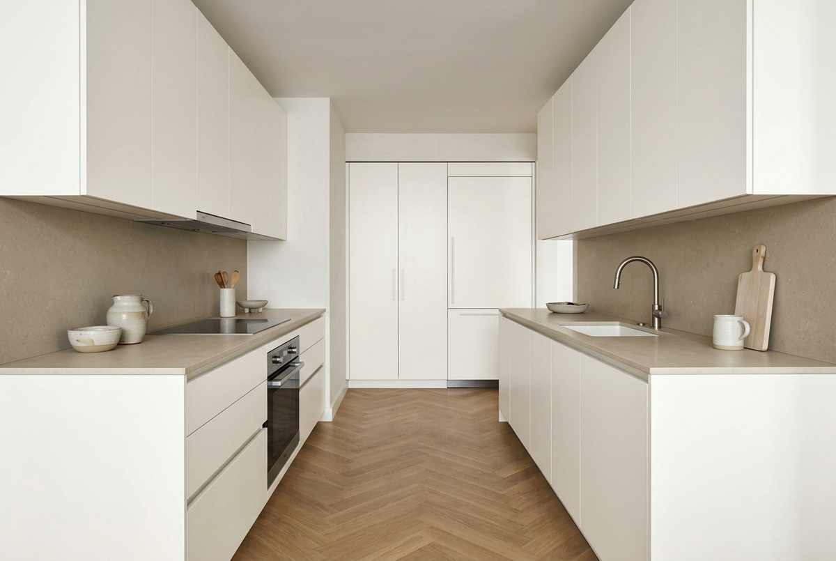 Film adhésif décoratif Cover Styl NL47 Toile blanc cassé, finition Premium à effet soie pour meubles et façades de cuisine.
