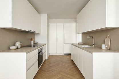 Film adhésif décoratif Cover Styl NL47 Toile blanc cassé, finition Premium à effet soie pour meubles et façades de cuisine.

