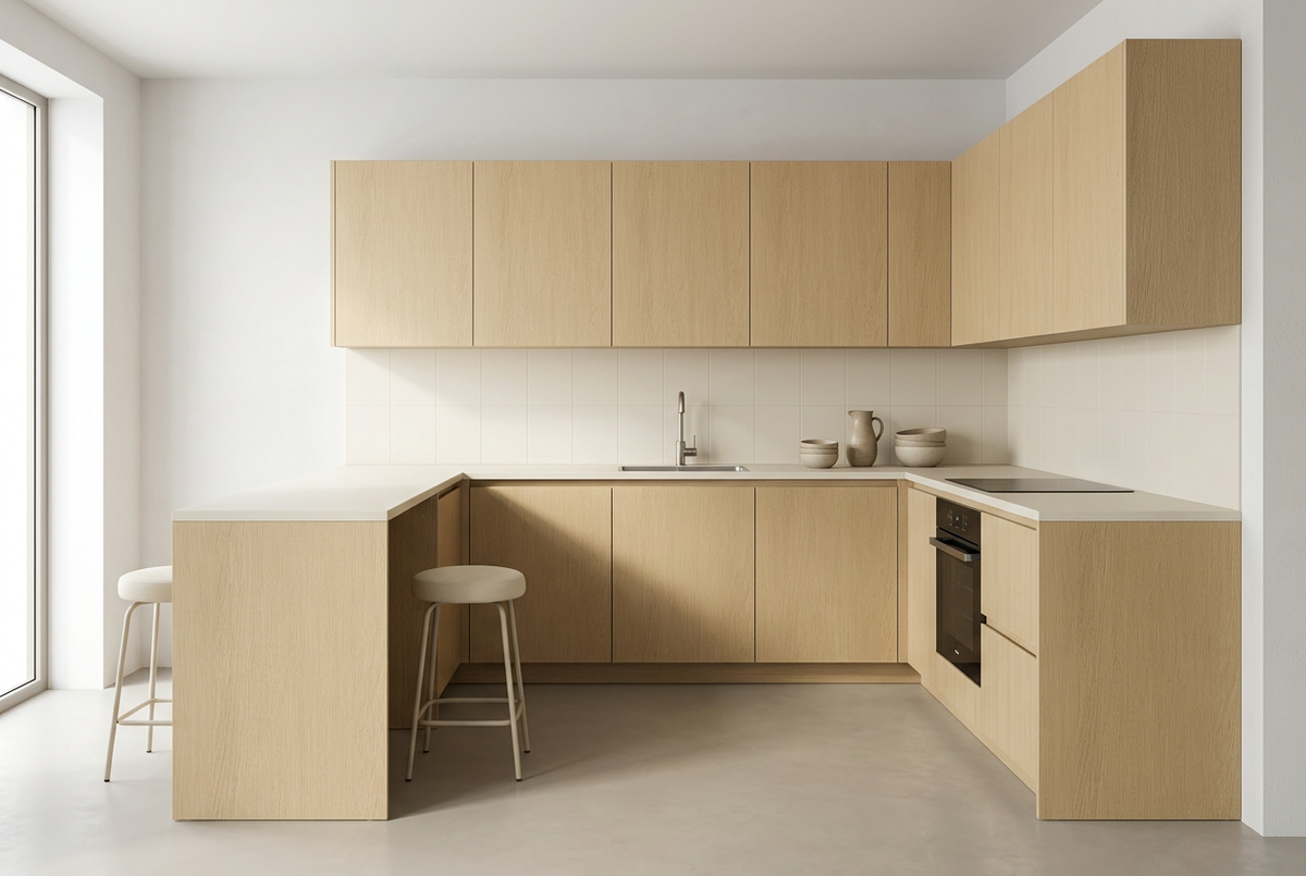 Film adhésif décoratif Cover Styl NL52 Barley Oak, décor chêne clair et finition Prestige mate pour meubles et façades de cuisine.
