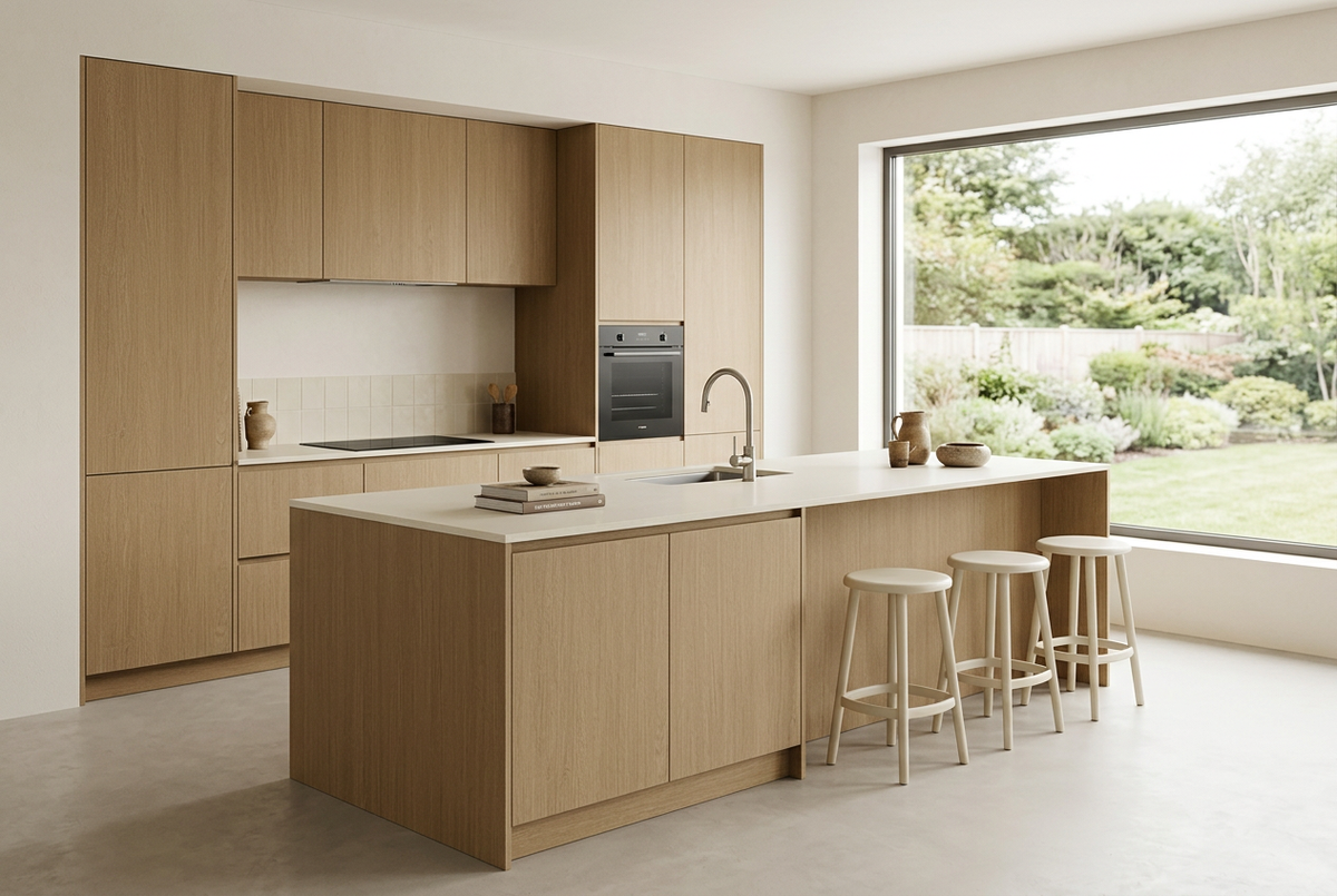 Film adhésif décoratif Cover Styl NL53 Chêne taupe, veinage longitudinal et finition Prestige mate pour meubles et façades de cuisine.
