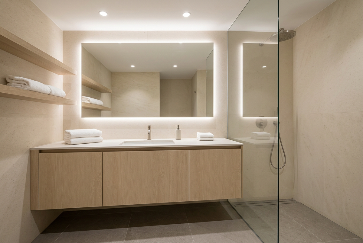Film adhésif décoratif Cover Styl NL54 Sahara Oak chêne beige clair, veinage longitudinal et finition Prestige mate pour meubles de salle de bain