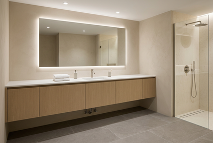Film adhésif décoratif Cover Styl NL55 Clay Oak chêne beige aux nuances brunes, veinage longitudinal et finition Prestige mate pour meubles de salle de bain.